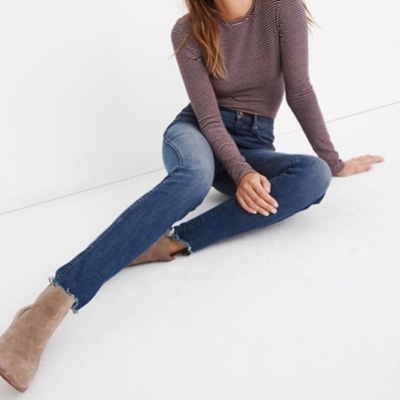 Madewell 10" High-Rise Skinny Jeans Raw Released Hem Medium Wash Size 25 - Picture 6 of 10